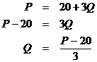 Solve the supply equation for